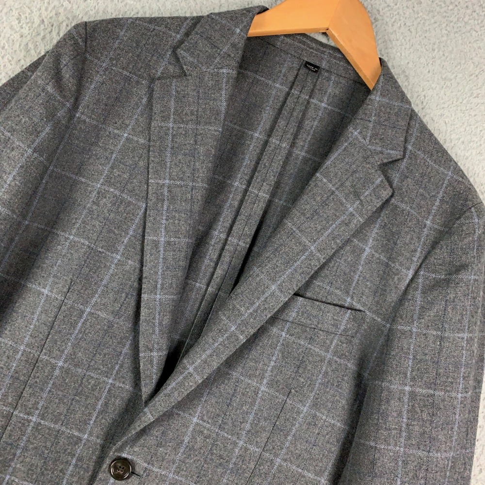 J.Crew Ludlow Suit Jacket Mens 38R Grey Windowpane Slim Fit Abraham Moon Blazer